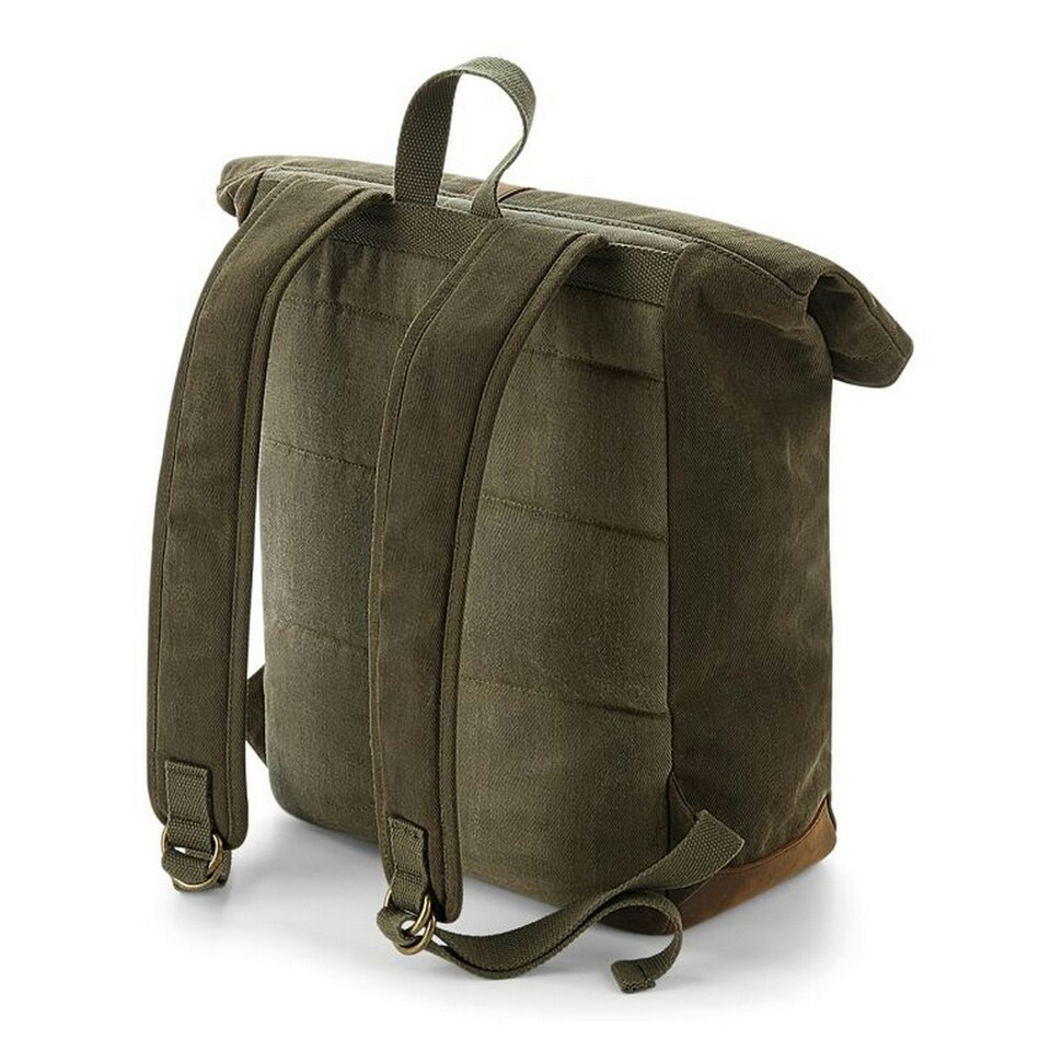 image 1 of Quadra Heritage Leather Accents Backpack - Olive Green - One Size