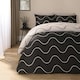image 1 of OHS Reversible Waved Lines Print Soft Plush Duvet Cover Bedding Set, Double - Monochrome Multi | Monochrome | Double