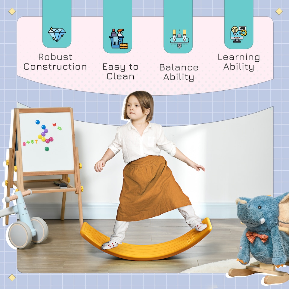 image 1 of ZONEKIZ Kids Wobble board, Montessori-Inspired Toy for 3-6 Years, Orange