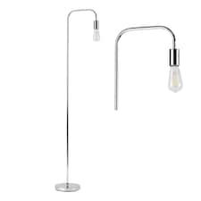 Leroy - Chrome 151cm Exposed Bulb Floor Lamp | Chrome | Small | 1