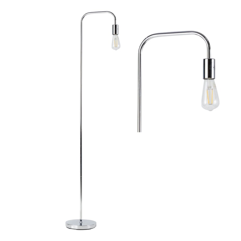 image 1 of Leroy - Chrome 151cm Exposed Bulb Floor Lamp | Chrome | Small | 1