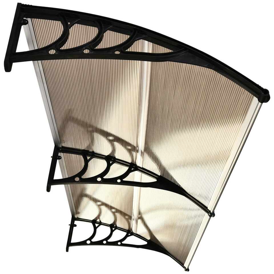 image 1 of Outsunny Outdoor Curved Window Porch Canopy Awning UV Rain Cover 0.8x2m Brown | Brown | Brown | 1