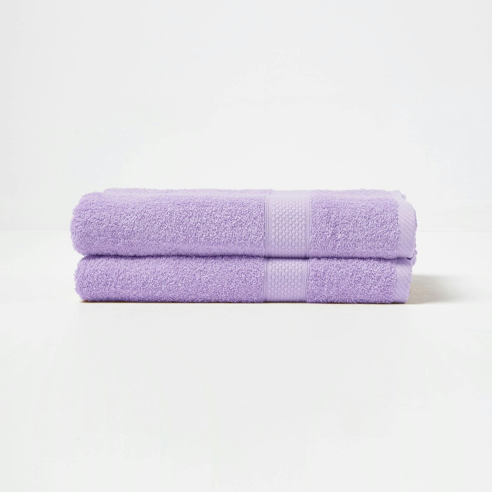 image 1 of Homescapes Turkish Cotton Bath Towel Set of 2 - Lilac | Purple | Bath towel | 2