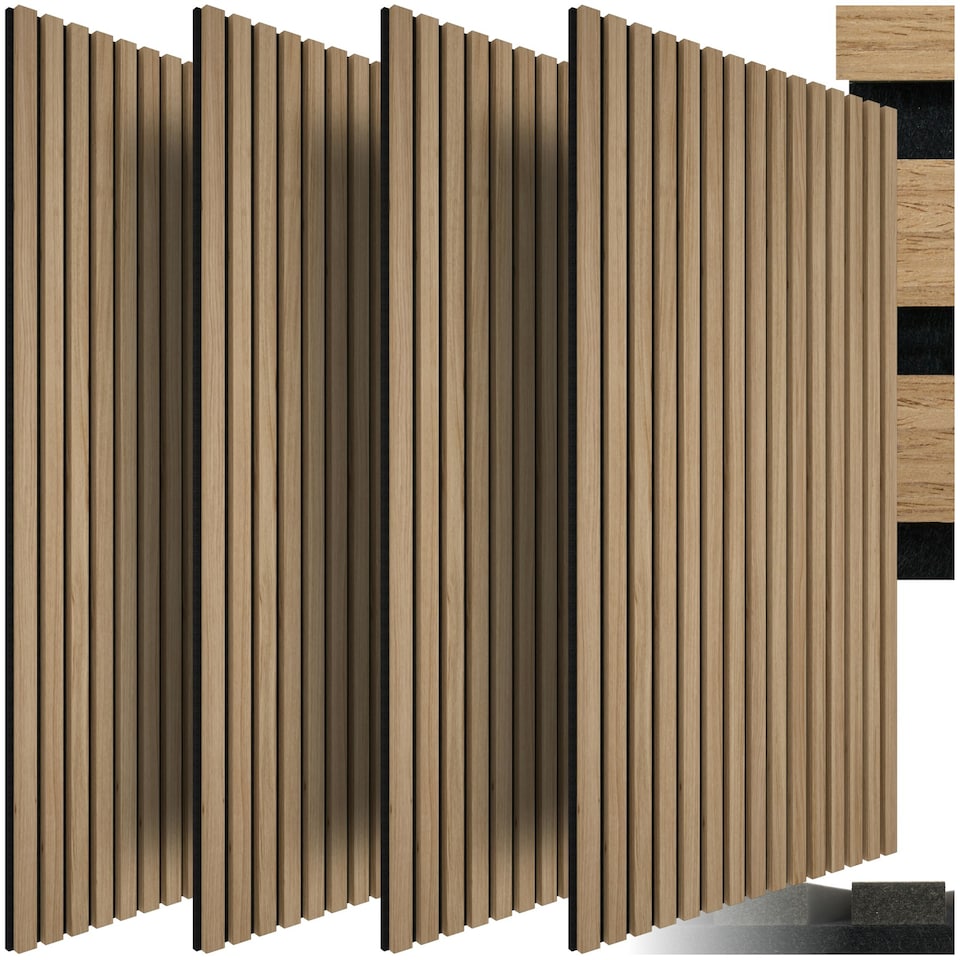 image 1 of Acoustic Wall Panels - wood effect, thick felt, easy to install - Light Oak, Set of 4