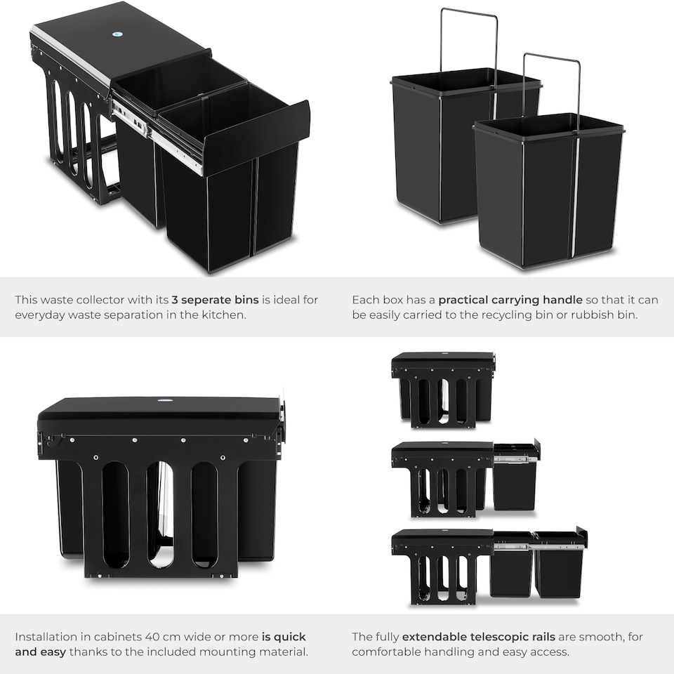 image 1 of waste collector Ashlyn, 2-way separation, 30L, telescopic rails