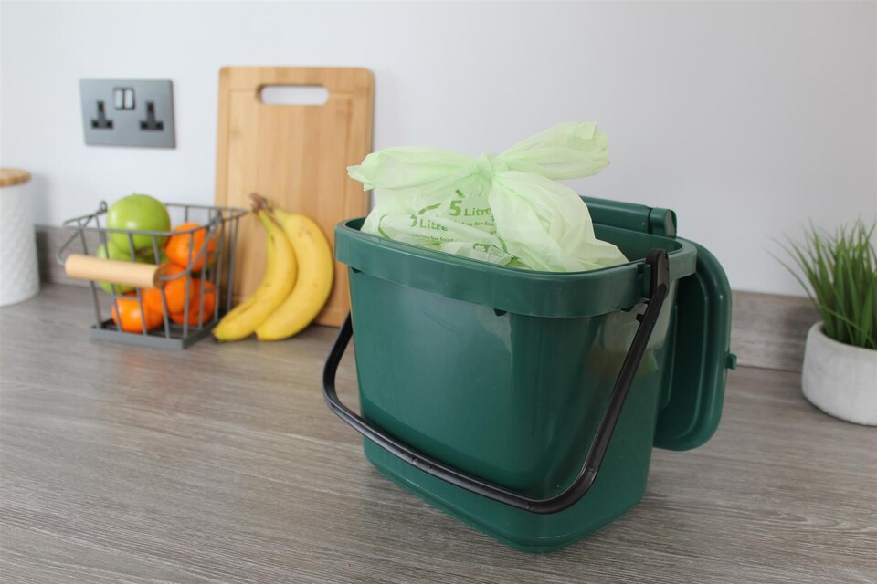 image 1 of The Caddy Company 5 Litre Tie Handle Compostable Food Waste Bin Bags - 6 Rolls
