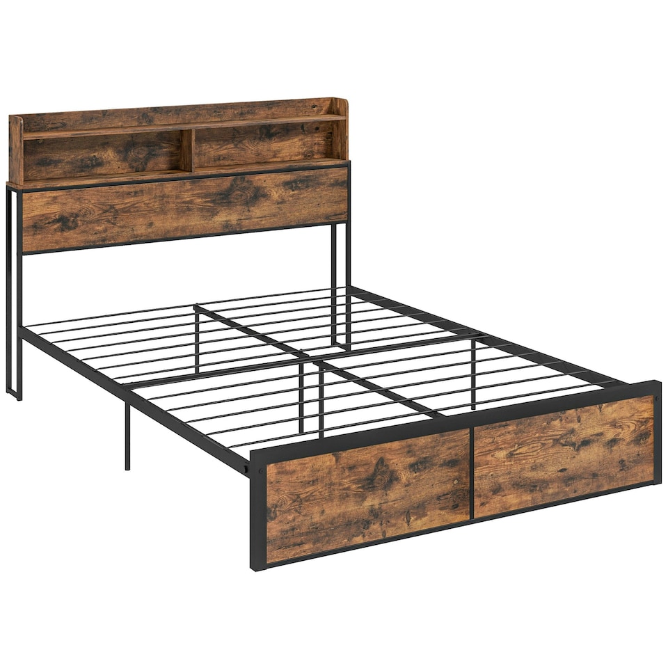 image 1 of HOMCOM 5.2FT King Bed Frame with Storage Headboard and Under Bed Storage