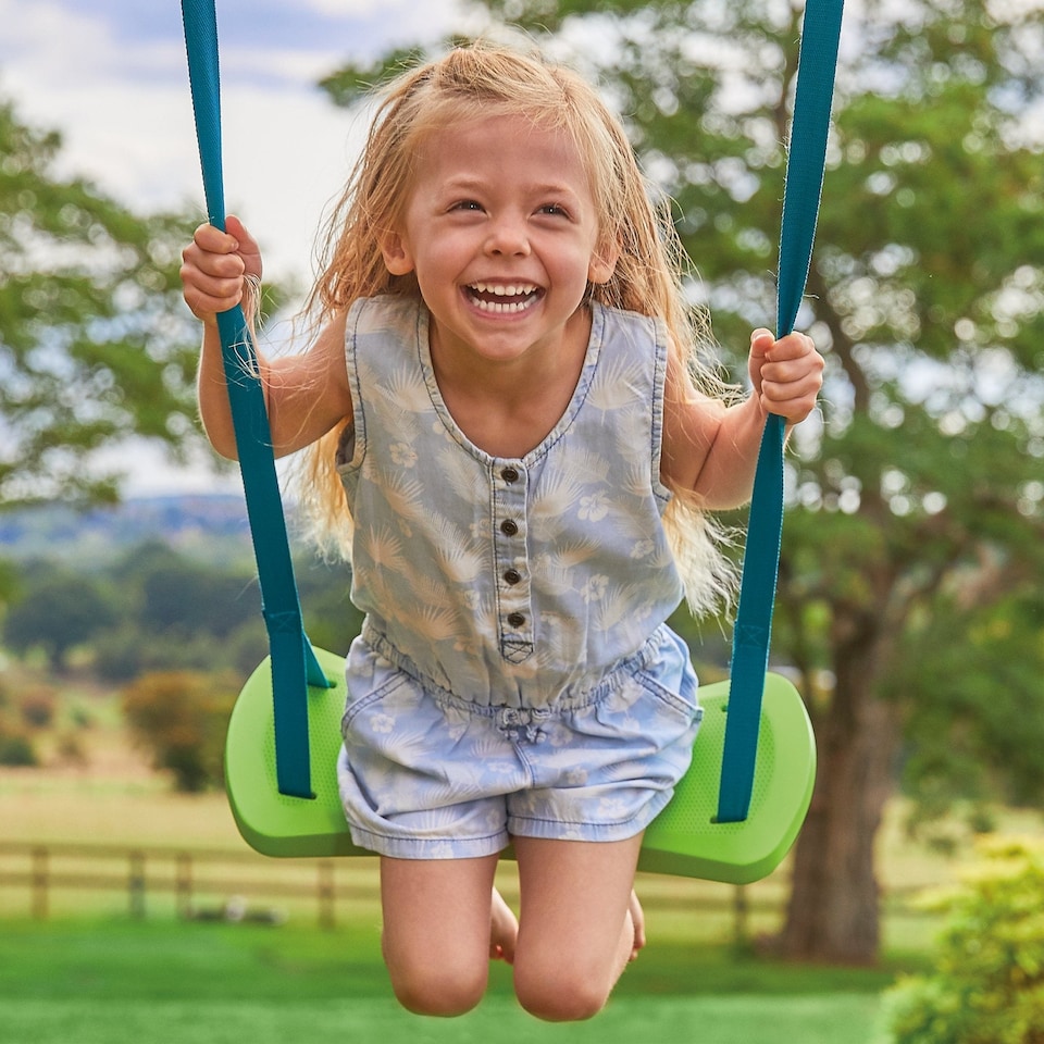 image 1 of TP Kite Wooden Double Swing Set with 8ft Slide
