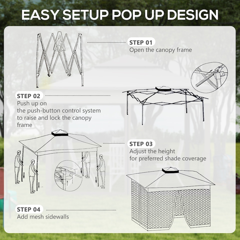 image 1 of Outsunny 3 x 3m Pop Up Gazebo, Doubleroof Garden Tent with Netting and Carry Bag, Party Event Shelter for Outdoor Patio, Cream White