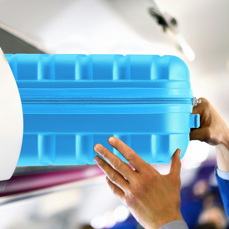 image 1 of 55x35x20cm Carry On Cabin Hard Shell Suitcase - 100+ Airlines Approved Including EasyJet (Paid), British Airways, Ryanair (Priority), TUI Blue | Turquoise | Cabin Bag