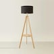 image 3 of ValueLights Morrigan Black Shade Wooden Tripod Floor Lamp | Black