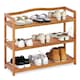 image 1 of COSTWAY 3-Tier Wood Shoe Rack Solid Shoe Storage Shelf Brown