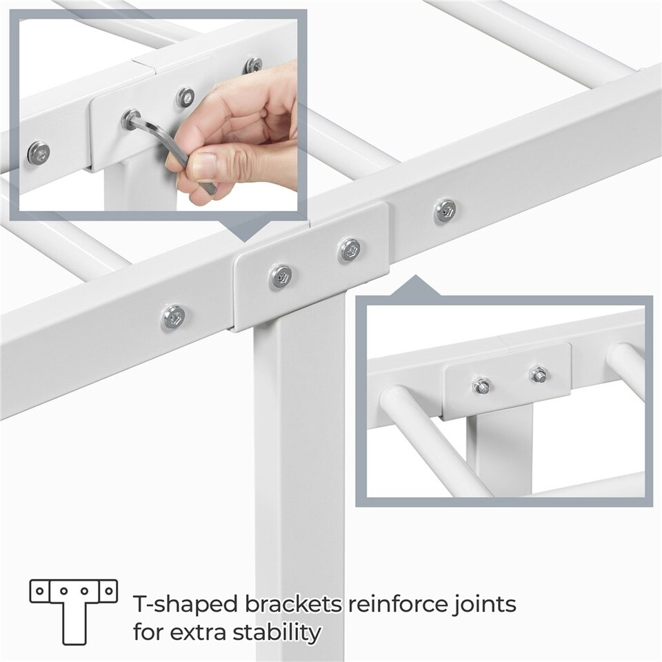 image 1 of Yaheetech 3ft Single Vintage Iron Platform Bed with High Headboard White