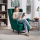 image 7 of HOMCOM Wingback Chair, Modern Accent Chair for Living Room Bedroom, Green | Green | Green