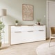 image 1 of Orkney 3 Drawer Sideboard with 3 Doors in Mauvella Oak and White Gloss
