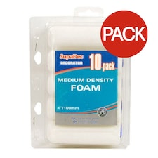 SupaDec Foam Mini Roller (Pack of 10) - White - 100mm
