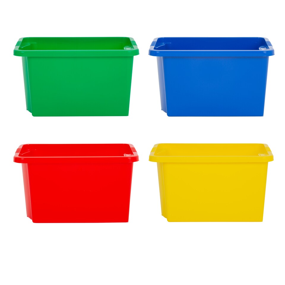 image 1 of Wham Stack & Store 4 x 30L Plastic Storage Boxes | Multi | 4