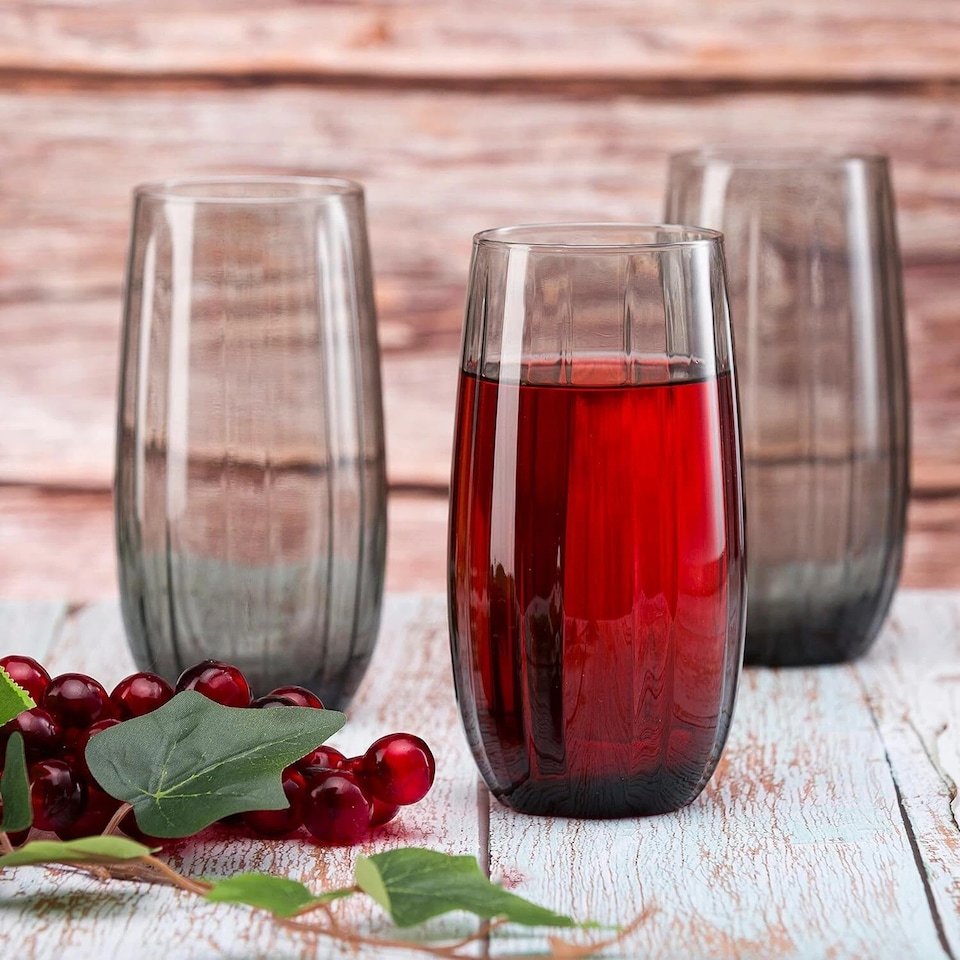 image 1 of Linka Coloured Glasses Sets Glassware Cup Tall Short Cocktail Tumblers | Multi | Dark Grey 500ml