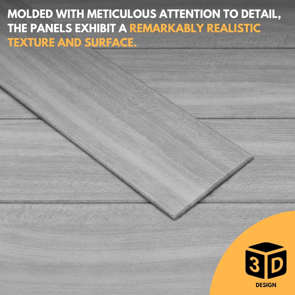 image 1 of NOVECRAFTO Wood Effect Wall Panels – Oak and Grey Board Look – 12 Polystyrene Tiles – 100×16.7cm – Covers 2m² – Lightweight, Easy to Cut & Install Cladding | Brown
