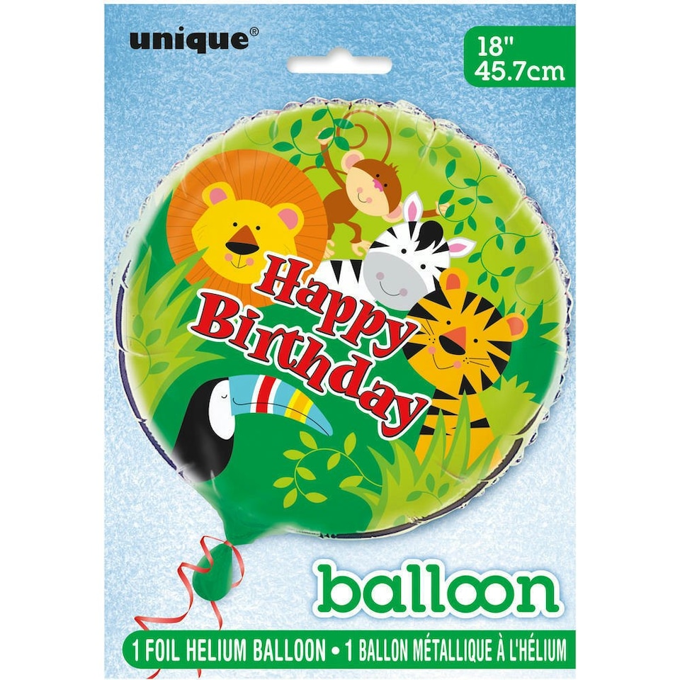 image 1 of Unique Party Jungle Birthday Foil Balloon - Multicoloured - One Size