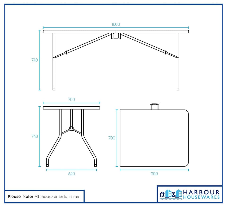 image 1 of Harbour Housewares Folding Camping Picnic Table, Bench & Chair Set - 180cm (6ft) - White