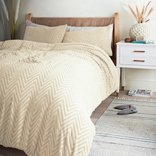 Cosmo Living Tufted Chevron Duvet Set - Ivory - Single