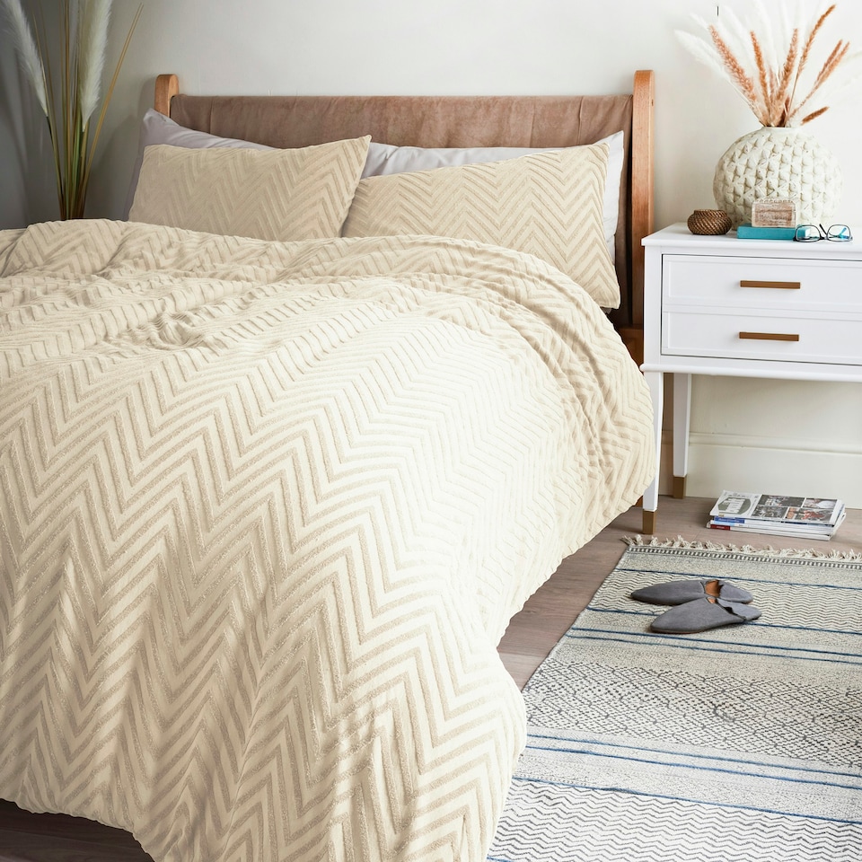image 1 of Cosmo Living Tufted Chevron Duvet Set - Ivory - Single