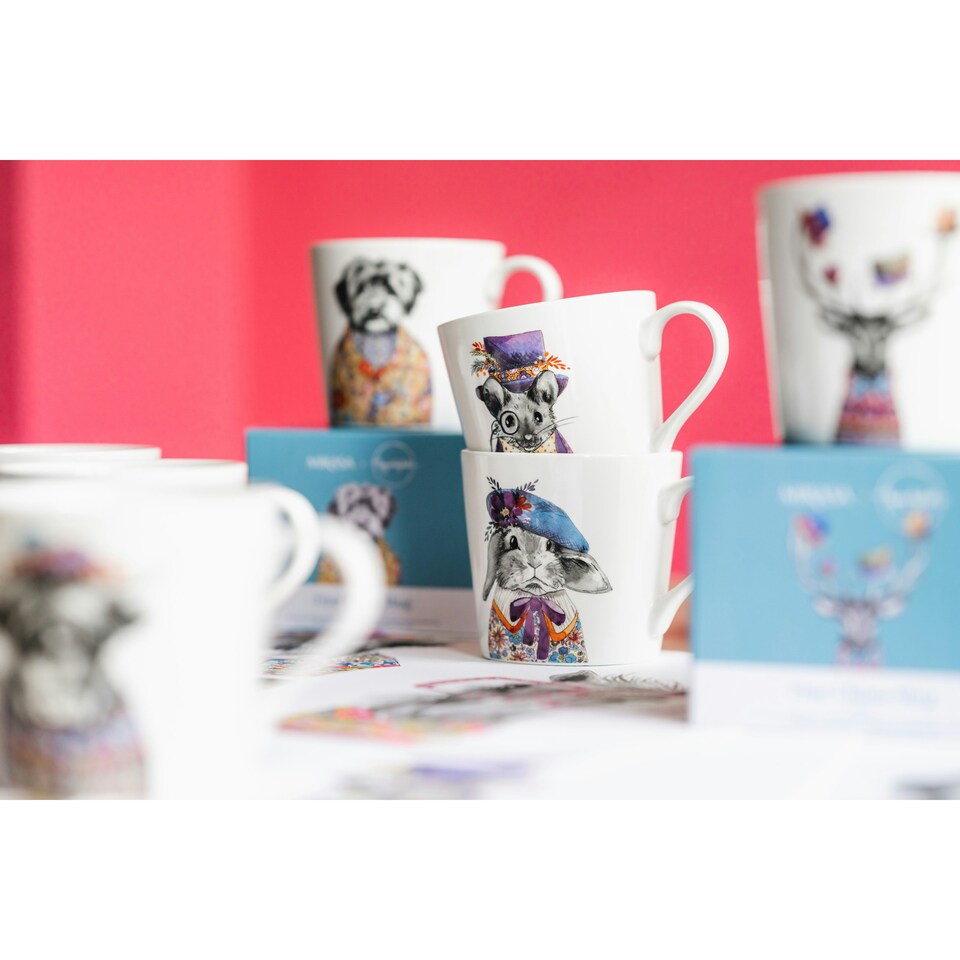 image 1 of Mikasa x Tipperleyhill Mouse Print Porcelain Mug, 380ml | White