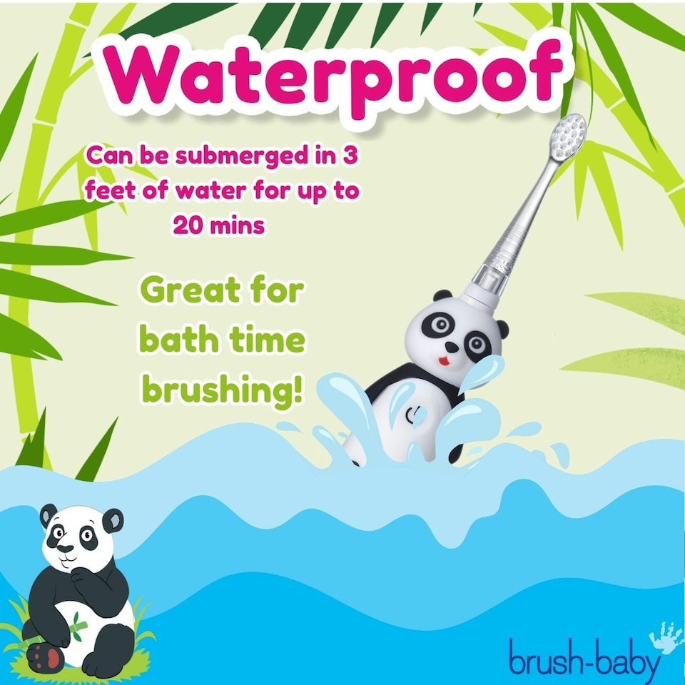 image 1 of Brush Baby WildOnes™ Panda Kids Electric Rechargeable Toothbrush
