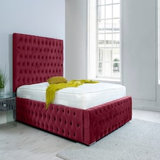 Orella Plush Double Bed Frame - Maroon