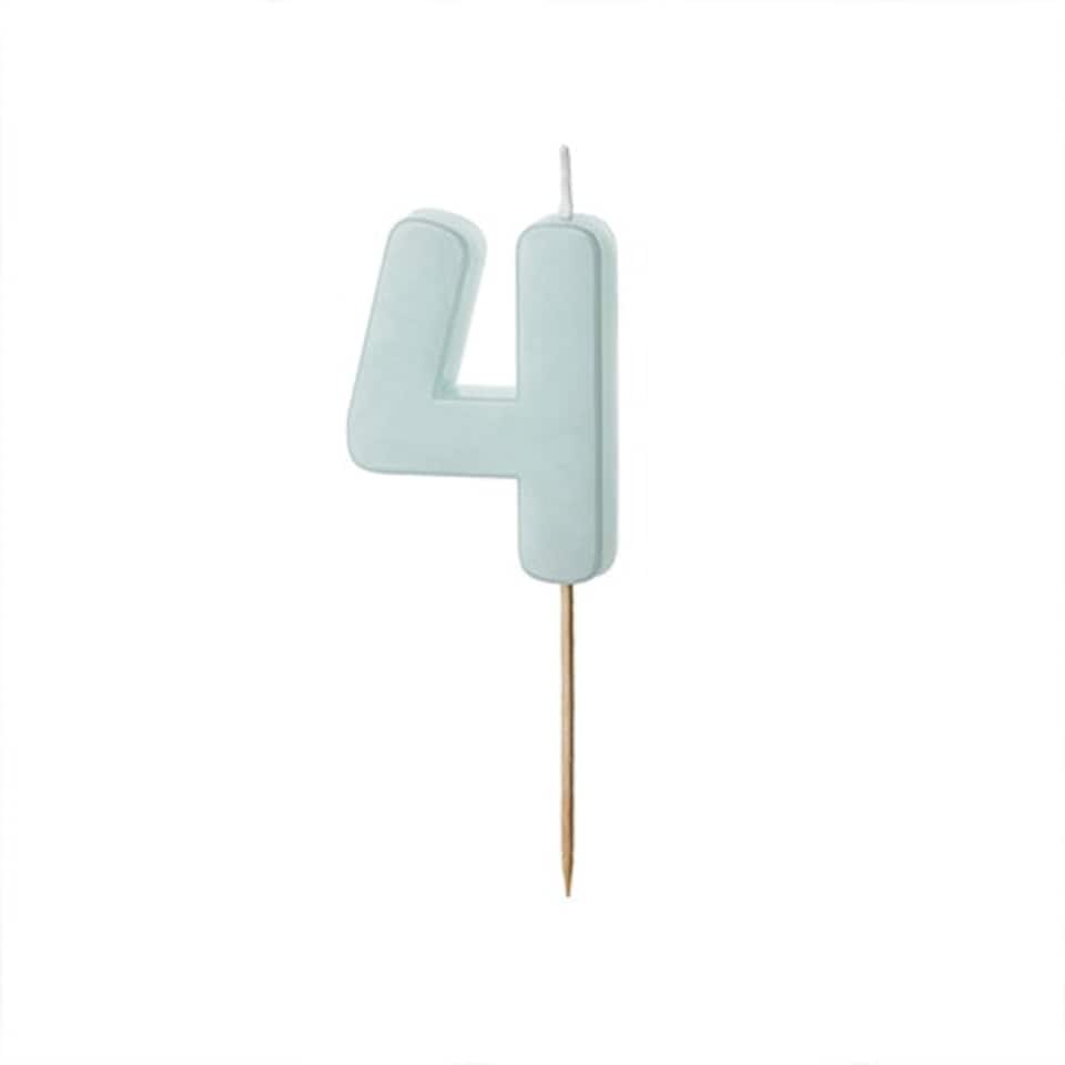 Mint Green Number 4 Shaped Candle 5.5cm