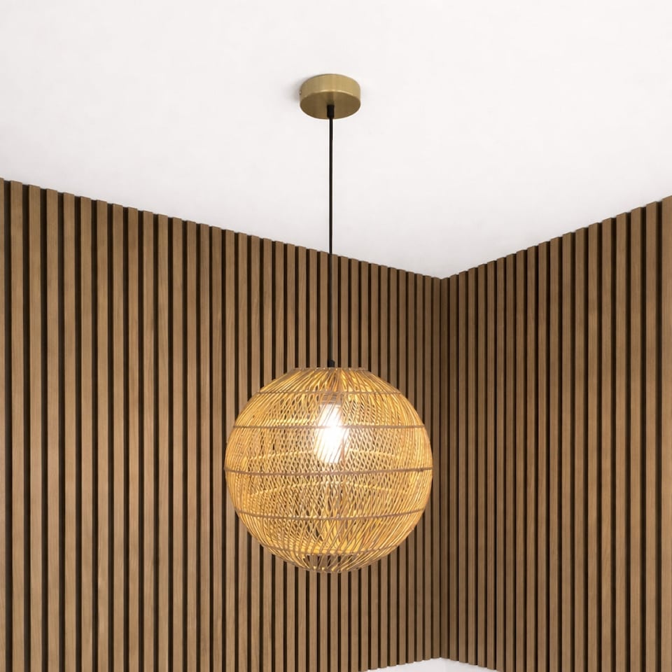 image 1 of CGC ARIBA Brown 35cm Round Rattan Weave Lampshade