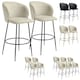 image 8 of Bar Stool Luana - with backrest, velvet look and padded - Set of 2 Cream | Gold
