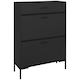 image 1 of HOMCOM Shoe Storage Cupboard with 2 Flip Doors and Sliding out Drawer, Black