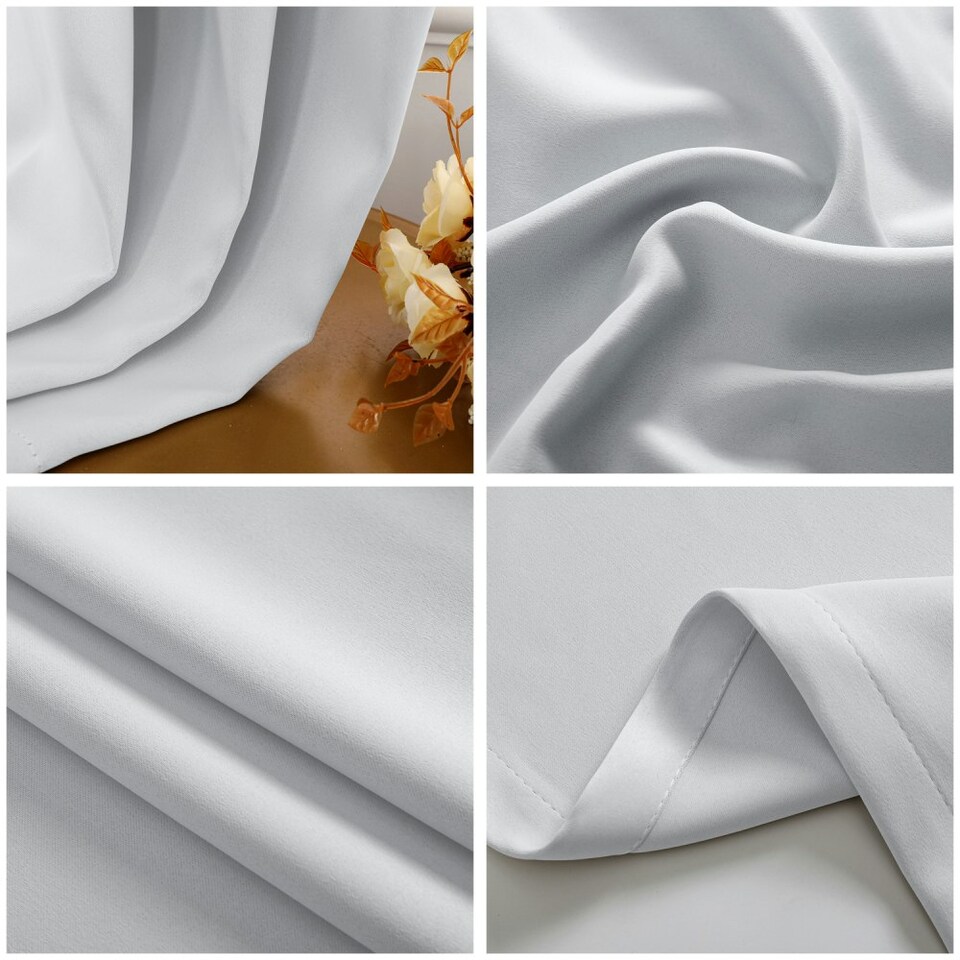 image 1 of Grey Eyelet Curtains - Thermal Blackout Curtains  - 66 x 72 Inch Drop - 2 Panel Grey