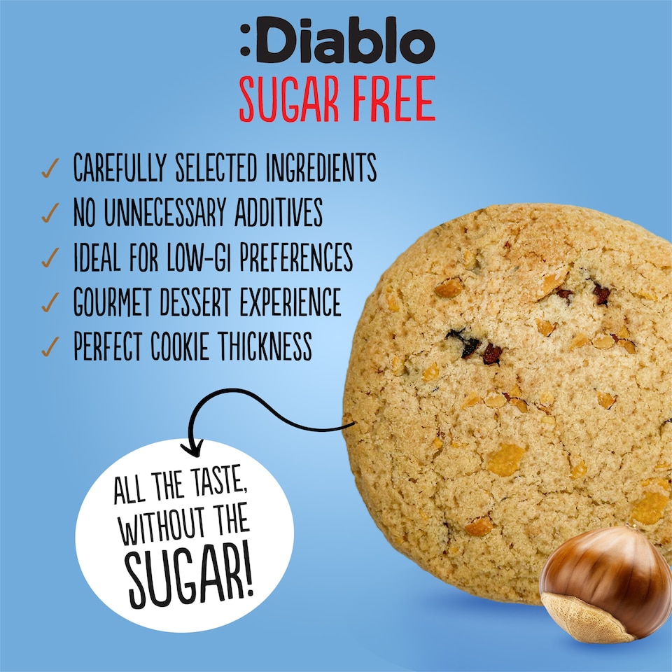 image 1 of Diablo No Added Sugar Hazelnut Cookies 135g 3 Pack