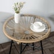 image 9 of Outsunny Rattan Side Table w/ Tempered Glass Tabletop, Beige