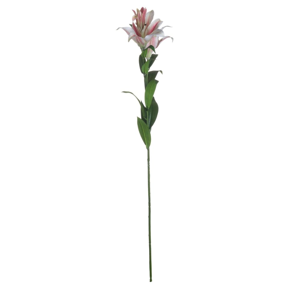 image 1 of Hill Interiors Stargazer Lily Artificial Flower (Pack of 1) - White/Pink - One Size