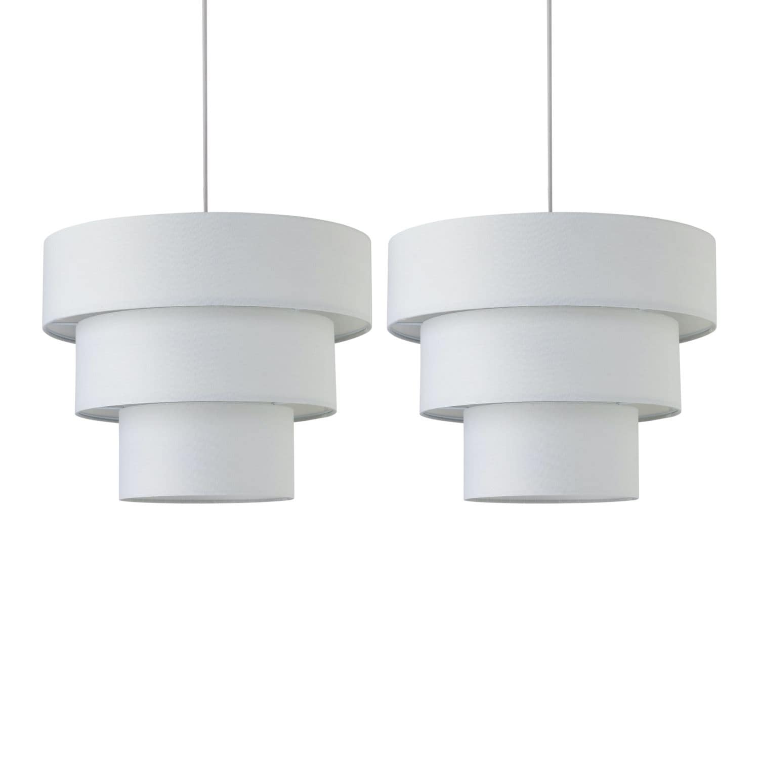 First Choice Lighting Set of 2 Barty - White 38cm Tiered Pendant Shades