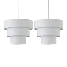 Set of 2 Barty - White 38cm Tiered Pendant Shades | White | Large | 2