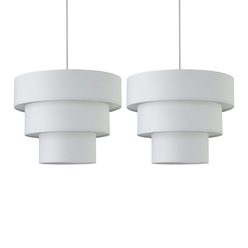 image 1 of Set of 2 Barty - White 38cm Tiered Pendant Shades | White | Large | 2