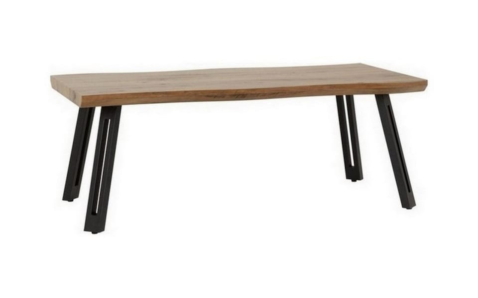 image 1 of Quebec Wave Edge Coffee Table - L58.5 x W100 x H43.5 cm - Medium Oak Effect - Black | Black