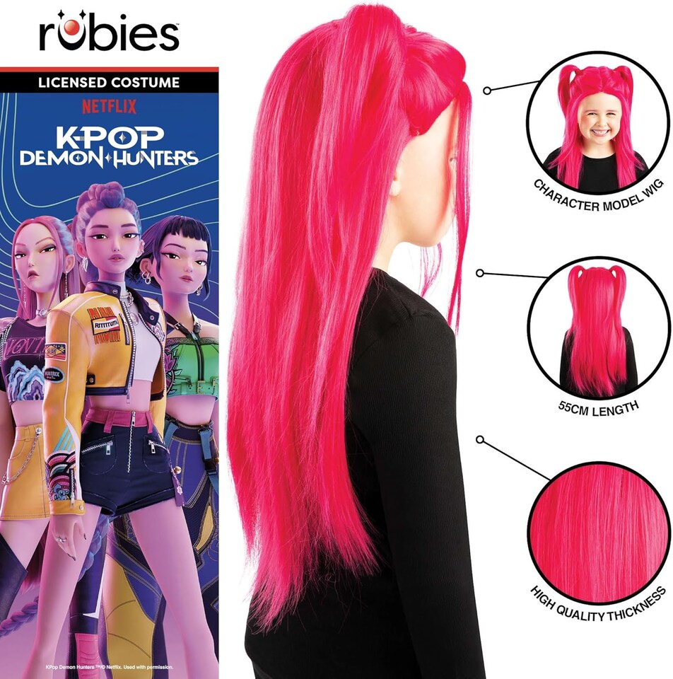 image 1 of Rubie's Official Netflix K-Pop Demon Hunters Mira Wig | Full Head Coverage | Girls Fancy Dress | Officially Licensed Golden Child Halloween Costume | Kids Sizes