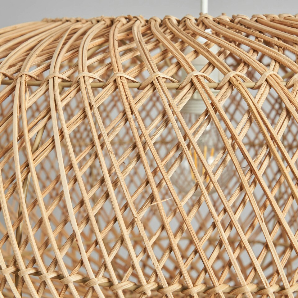 image 1 of BHS Kyle 60cm Oval Rattan Easyfit Shade, Natural | Cream | Natural | 1