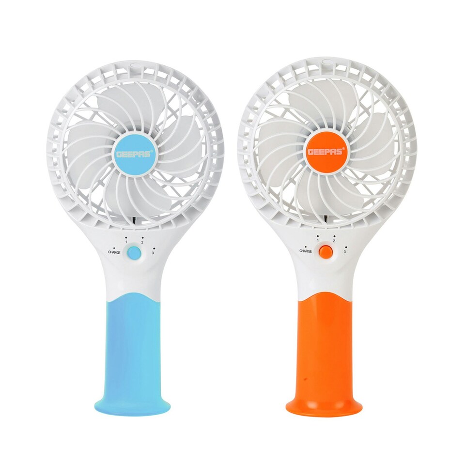 GEEPAS Rechargeable Mini Fan Pack of 2 (Orange & Blue)