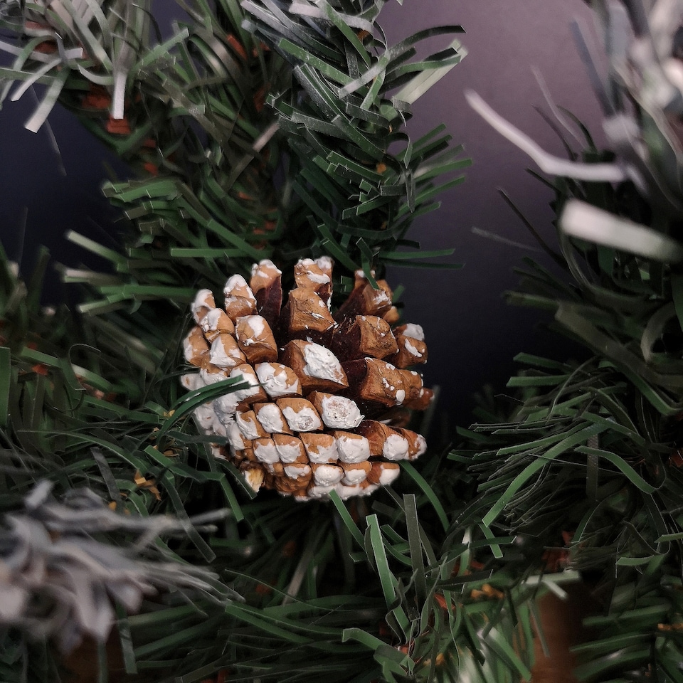 image 1 of 2.7m Green Mixed Needle Christmas Garland with Pine Cones and Red Berries