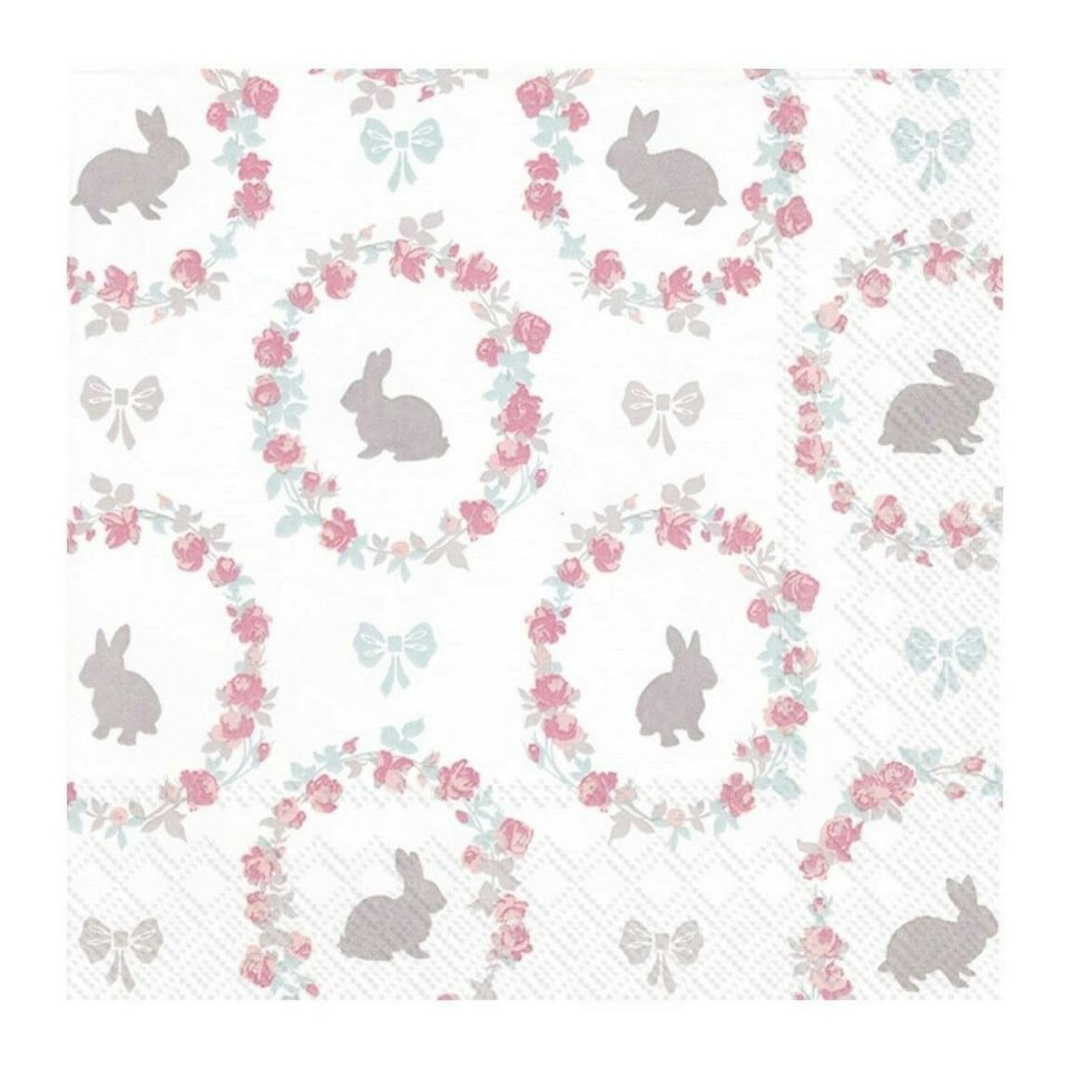 IHR Lunch Napkins Lovely Little Roses Turquoise 33cm 3ply 20 Pack