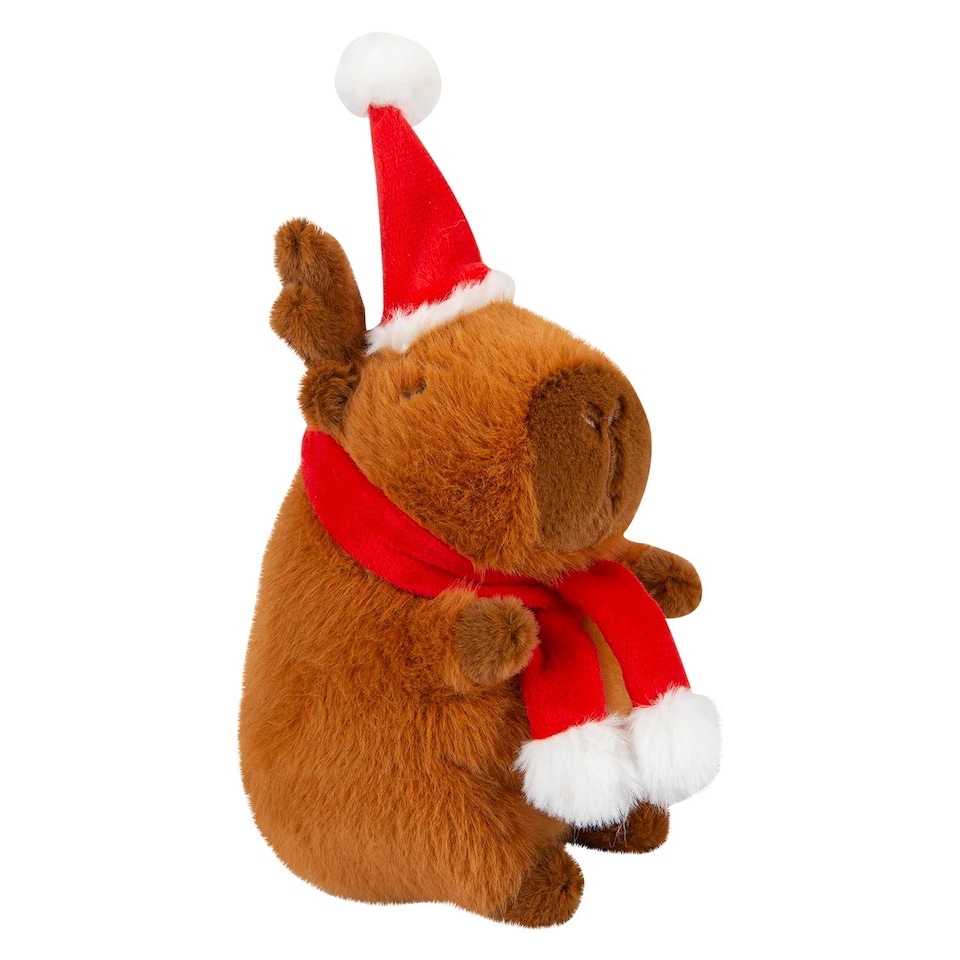 vfm-estore Christmas Capybara Soft Toy 15cm x 11cm Brown - Festive Plush Gift