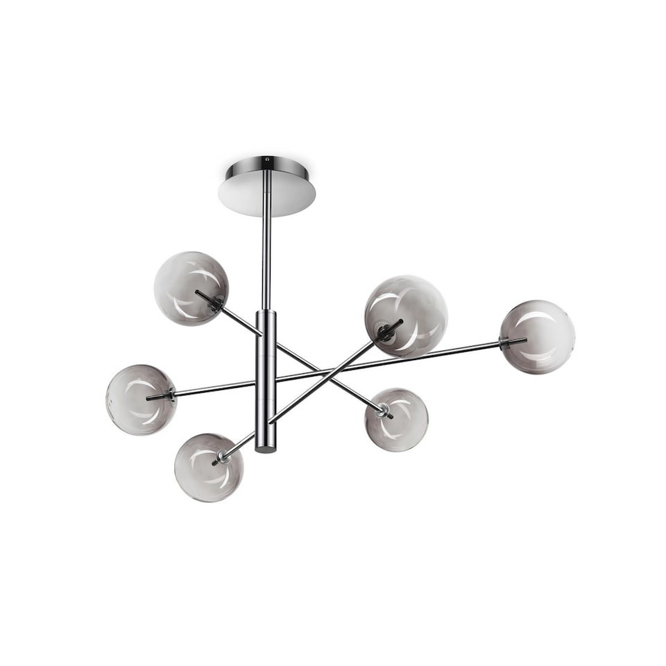 Equinoxe 6 Light Multi Arm Pendant Ceiling Light Smoke Grey