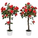 image 6 of Outsunny Set of 2 90cm Artificial Rose Tree, Fake Decorative Plant, Red